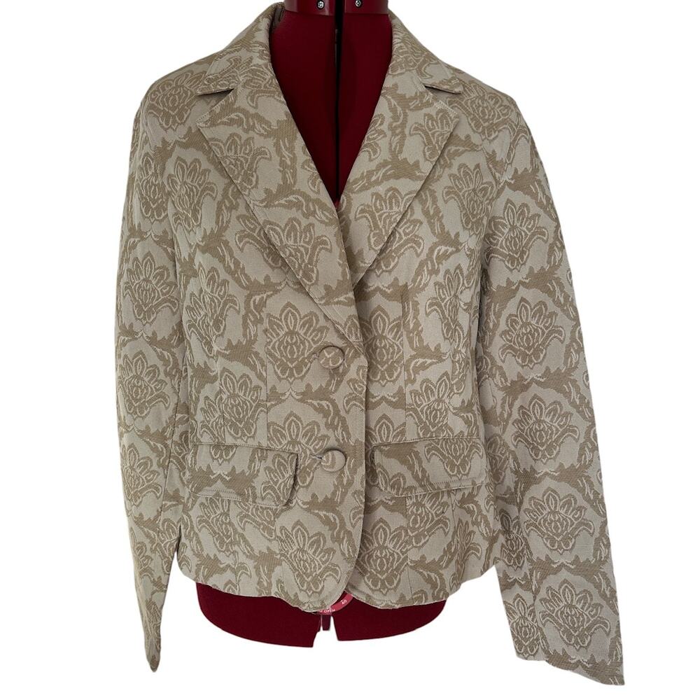 Crazy Horse‎ Women’s Size Large Tan Floral Blazer Jacket NEW